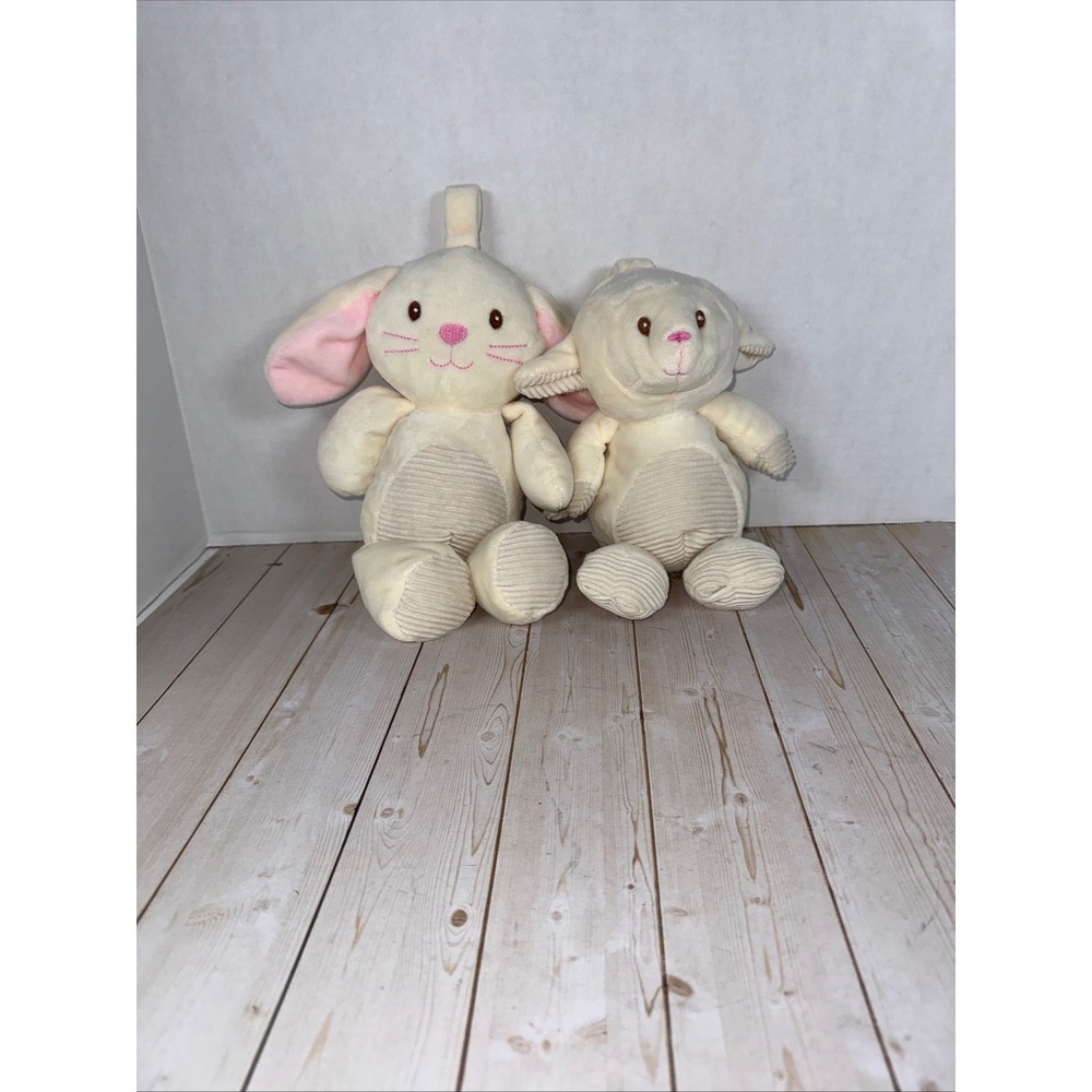 Kellytoy Bunny and Lamb Plush Set Cream Corduroy Belly 2018 Stuffed Animals